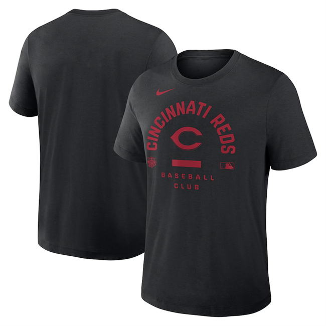 Men's Cincinnati Reds Black Collection Early Work Tri-Blend Dri-FIT T-Shirt